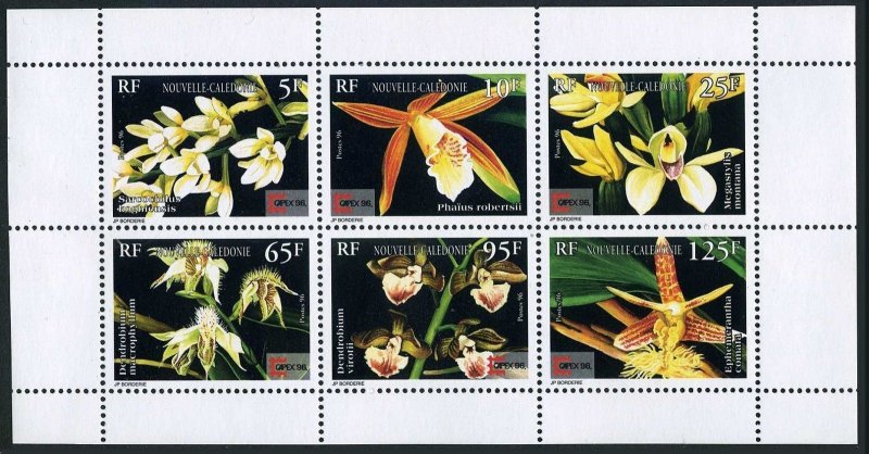 New Caledonia 746a booklet pane, MNH. Michel 1070-1075 H-bl. CAPEX-1996. Orchids