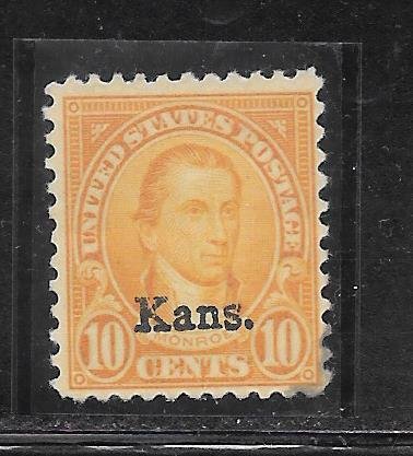 #668 MH Single  Kansas Overprint