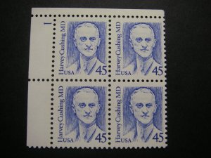 Scott 2188a, 45c Harvey Cushing, PB4 #1 UL, Overall tag, MNH Great Americans