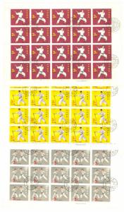 RYUKYU ISLANDS 1964-65 KARATE Set in Sheets w FDOI Postmarks Sc 125-127 VFU