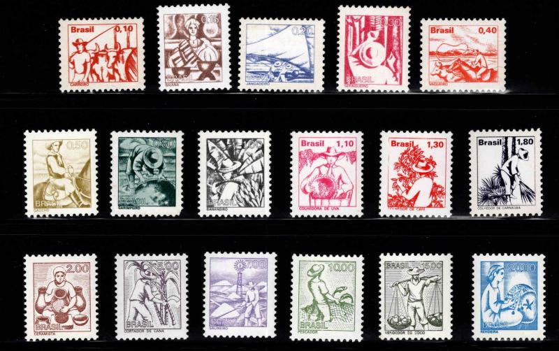 Brazil Scott 1441-1457 MNH** 1976-78 Professions set CV$40