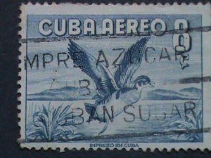 ​CUBA-LARGE PICTORIAL CUBA BIRDS ON VERY OLD CUBA USED STAMP-VERY FINE