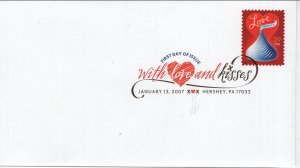 US 4122 FDC   USPS, CANCEL,    LOVE KISSES    COVER  2007