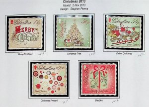 GIBRALTAR Sc 1414-18+1418a NH SET+S/S OF 2013 - CHRISTMAS - Sc$28 - (FJ25)