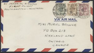 1939 Imperial Air Flight Southampton to Montreal #3925a Richmond Surrey Postmark