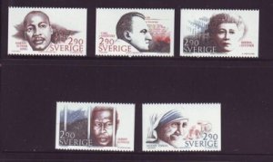 Sweden Sc  1618-1622 1986 Nobel Peace Prize stamp set mint NH