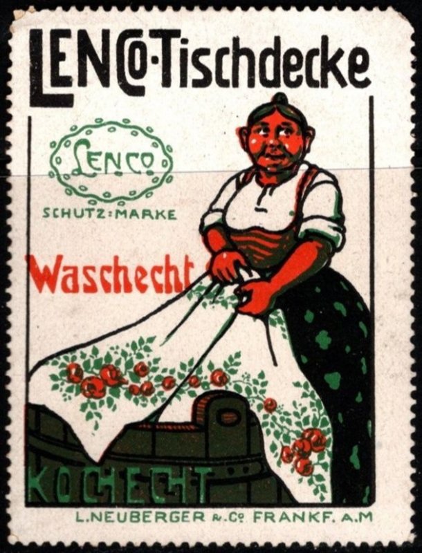 Vintage Germany Poster Stamp Lenco Tablecloths L. Neuberger & Co. Frankfurt