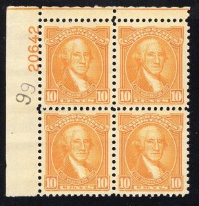 HS&C: Scott #715 10 cent Washington Bicentennial PL#20642 XF MNH 99 ink