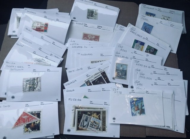 Batch of International Stamp Stock Cards Japan & Lots More