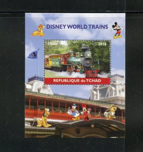 CHAD  2016 DISNEY WORLD TRAINS SOUVENIR SHEET MINT NEVER HINGED