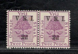 ORANGE RIVER COLONY  SC# 46+46A PAIR NO PERIOD AFTER 'V' + NORMAL V...