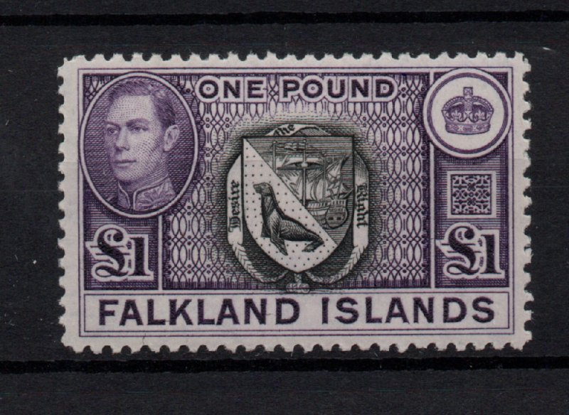 Falkland Islands KGVI 1938 £1 violet & black fine mint LHM SG163 WS22222