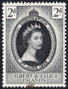 Gilbert & Ellice Islands SC#60 2d Coronation of Queen Elizabeth II (1953) MH