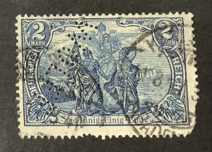 Germany 1905/19  Scott  93  Perfin WOLFF  used - 2m, Union of North & South