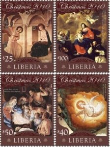 Liberia 2010 - CHRISTMAS Art - Set of 4 Stamps - Scott #2674-4 - MNH