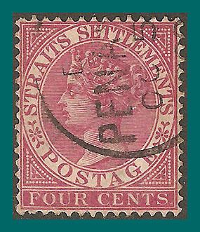 Straits Settlements 1899 Queen Victoria, 4c used 43,SG98