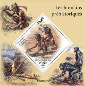 NIGER - 2021 - Prehistoric Humans - Perf Souv Sheet -Mint Never Hinged