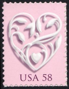 SC#4152 58¢ Wedding Hearts Single (2007) SA