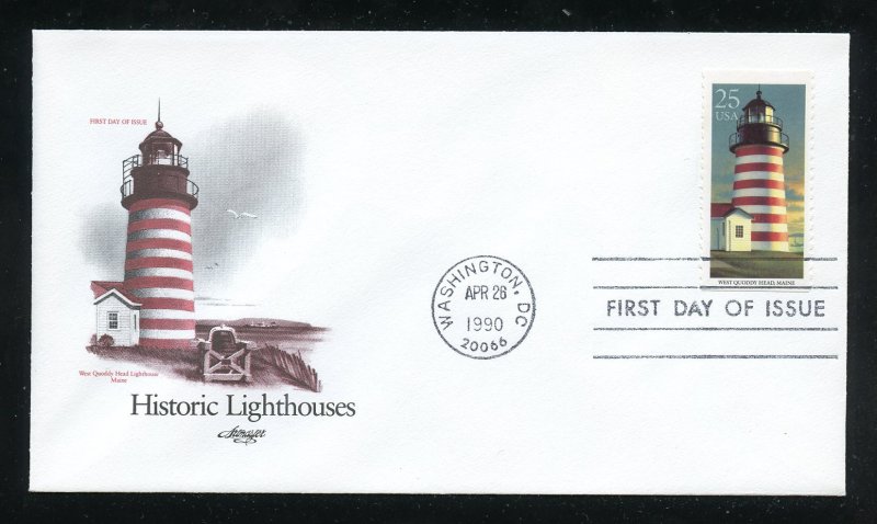 US 2472 Historic Lighthouses Bklt - West Quoddy UA Artmaster cachet FDC