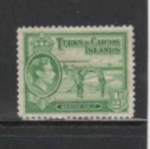 TURKS & CAICOS ISLANDS #79 1938 1/2p KING GEORGE VI MINT VF LH O.G aa