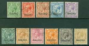 SG 1-12 Nauru 1916-23. ½d to 1/-. A very fine used set of 11 CAT £190