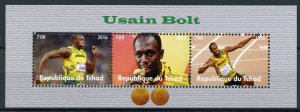 Chad 2016 MNH Sports Stamps Usain Bolt Athletics Olympics 3v M/S