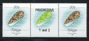 Tonga 704 MNH 1989 Marine Life Pair with label (fe4568)