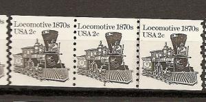 1897A plate number coil strip of 3, plate number 4 MNH R1#2