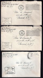US EGYPT 1944 US ARMY POST OFFICE IN HEIOPOLIS APO 678 3 CENSORED COVERS FROM