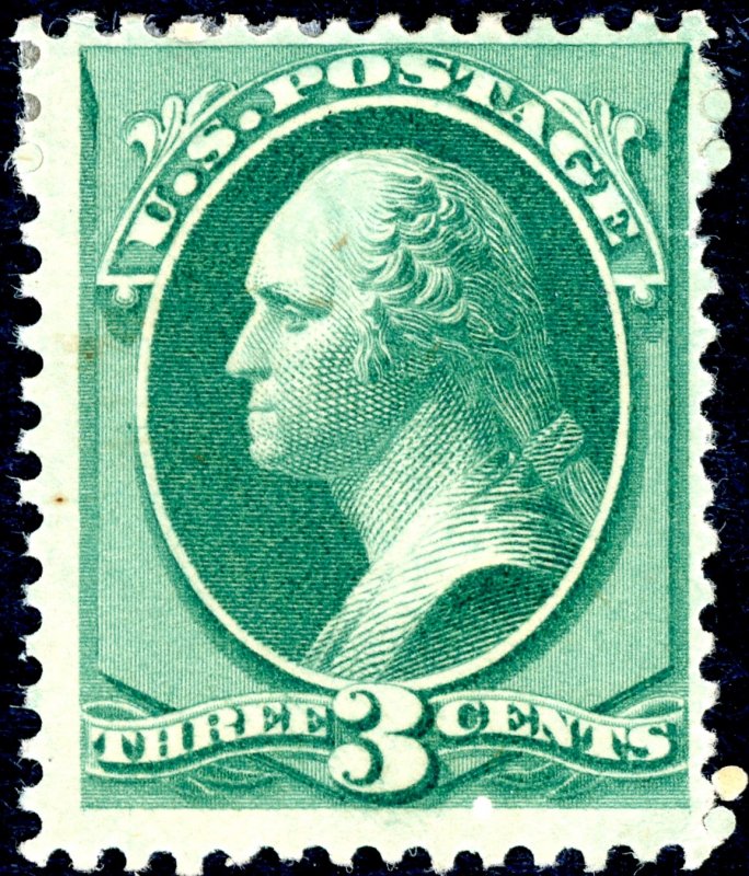 US #184 – 1879 3c Washington, green. MH OG F.