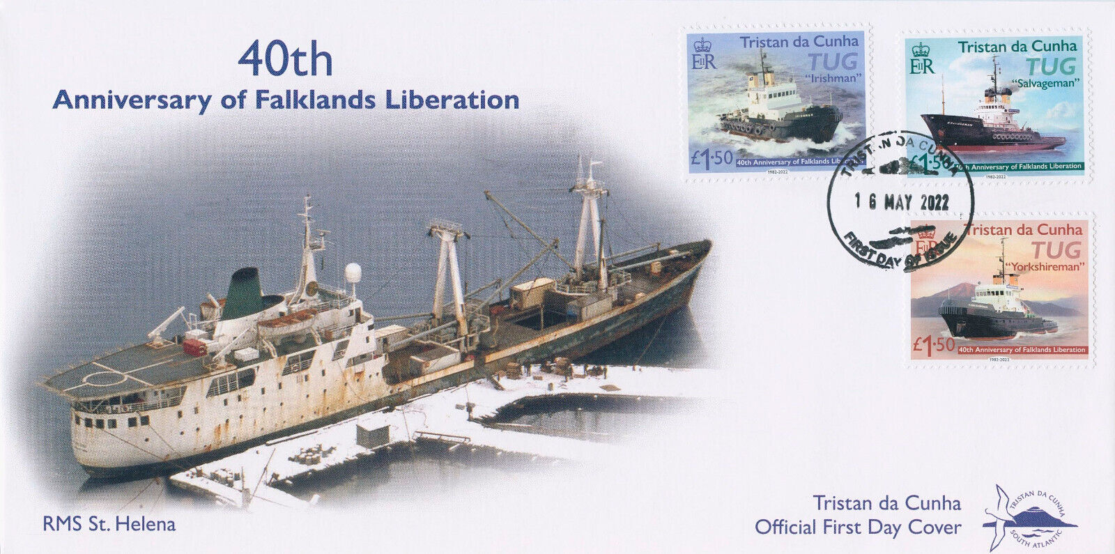 Tristan da Cunha 2022 FDC Ships Stamps Falklands Liberation War