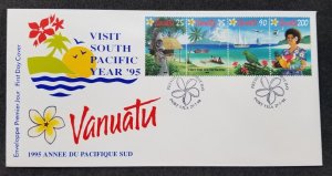 Vanuatu Visit South Pacific Year '95 1994 Fruits Sailing Ship Beach Parrot (FDC)