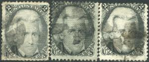 #87 FINE USED (3) DIFF. WITH BLACK CANCEL CV $600.00 LOW PRICE $150.00 BP0472