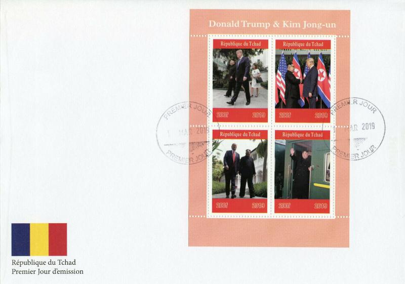 Chad 2019 FDC Donald Trump & Kim Jong-un 4v M/S Cover US Presidents Stamps 