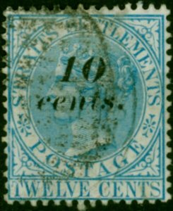 Straits Settlements 1880 10c on 12c Blue SG45a Fine Used (4)