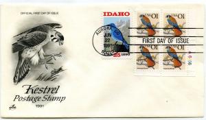 2476, 1c Kestrel, Artcraft, plate block, FDC