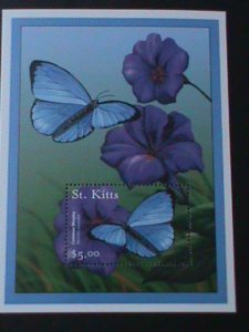 ​ST. KITTS-COLORFUL BEAUTIFUL LOVELY BUTTERFLY & FLOWERS MNH-SHEET-VF LAST ONE
