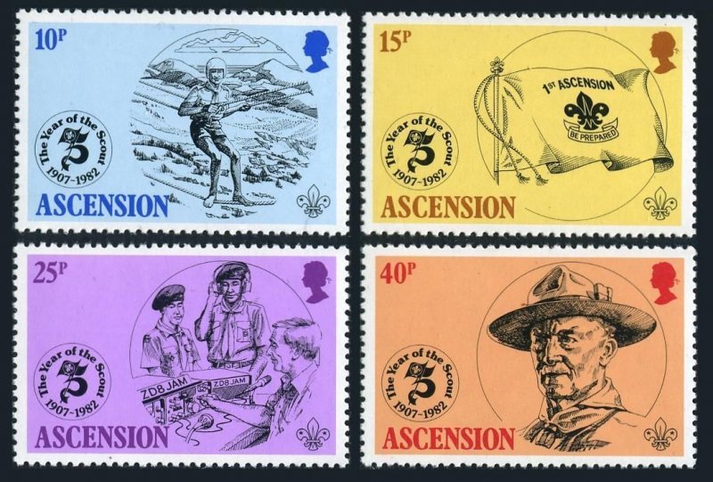 Ascension 301-304,MNH.Michel 306-309, Scouting Year 1982.Lord Baden-Powell.