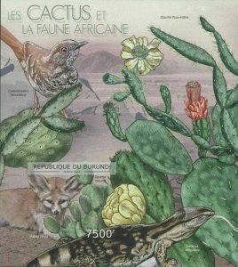 African Fauna Cactus Birds Reptiles Imperforated Souvenir Sheet Mint NH