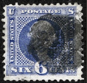 US Sc 115 Ultramarine 6¢ Black Cork Cancel