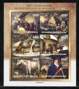 CENTRAL AFRICA  2023 260th ANNIVERSARY OF GEORGE MORLAND PAINTINGS SHEET MINT NH