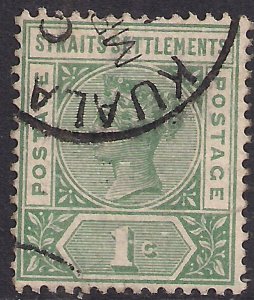 Straits Settlements Malaya 1892 - 99 QV 1ct Green used SG 95 ( F764 )