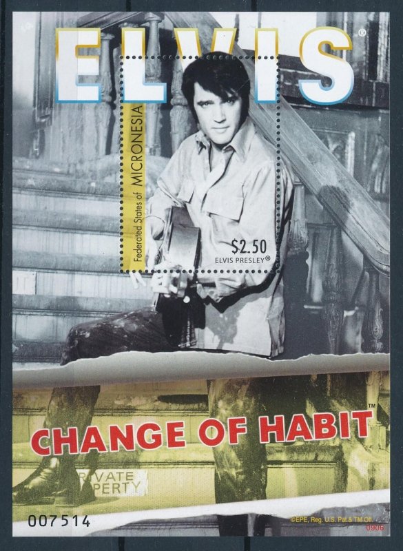 [107325] Micronesia 2009 Music Elvis Presley change of habit guitar Sheet MNH