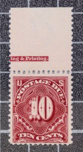 Scott J42 - 10 Cents Postage Due - OG MH - Nice Stamp PF Cert SCV $110.00