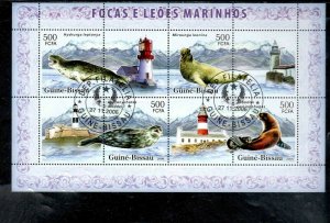 GUINEA BISSAU 2006 SEALS & LIGHTHOUSE MINT VF NH O.G CTO M/S (GU4 )