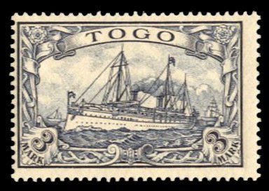 German Colonies, Togo #18 Cat$19, 1900 3m black violet, never hinged