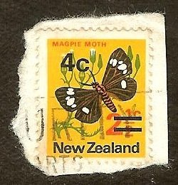 New Zealand #480 4c 2½c Magpie Moth surcharge used