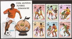 Cape Verde - 1982 World Cup Soccer - 6 Stamp Set + Souvenir Sheet #446-52