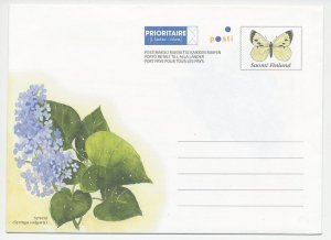 Postal stationery Finland Butterfly - Flower - Lilac