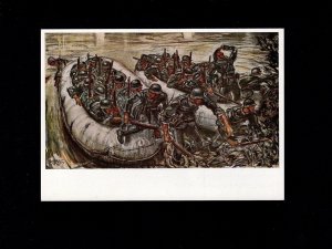 WWII Germany Dramatic Professor Janesch Painting Postcard Troops Landing 1940 7k